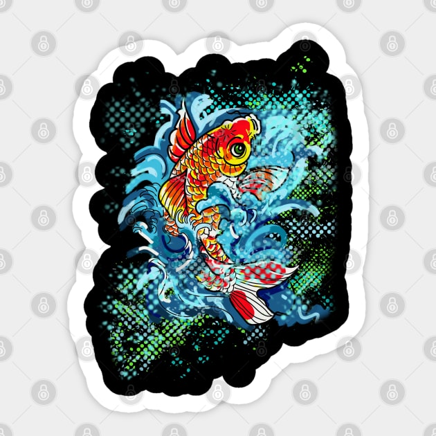 Koi fish in a pond Sticker by silentrob668